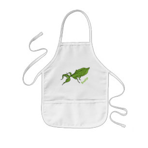 Cute green leaf insect cartoon illustration kids apron