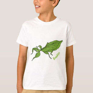 Cute green leaf insect cartoon illustration T-Shirt