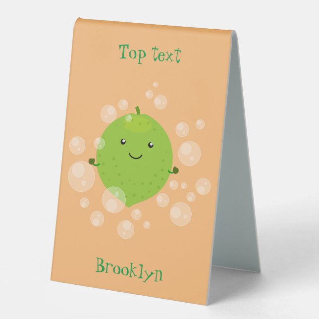 Cute green lime bubbles cartoon illustration (Front)