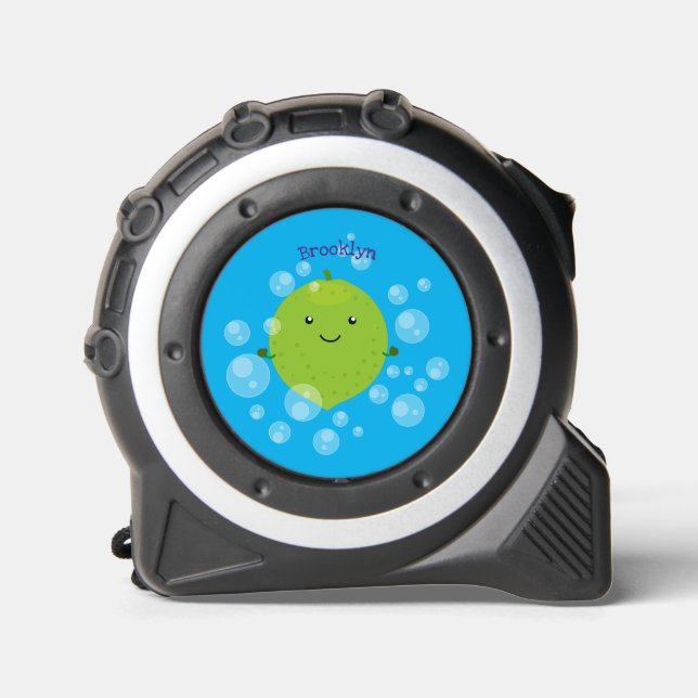 Cute green lime bubbles cartoon illustration 1 (Front)