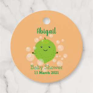 Cute green lime bubbles cartoon illustration favour tags