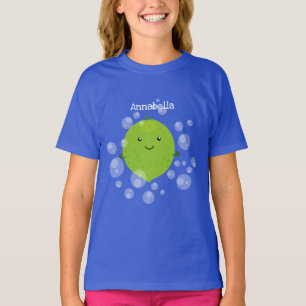 Cute green lime bubbles cartoon illustration T-Shirt