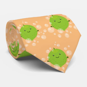 Cute green lime bubbles cartoon illustration tie