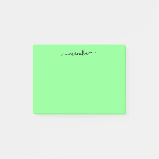 Cute Green Lime Custom Name Post-it Notes (Front)