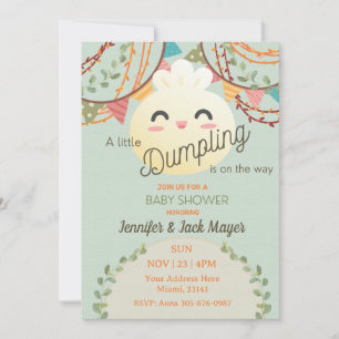 Cute Green Little Dumpling Baby Shower Invitation
