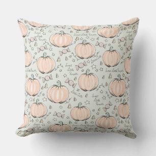 Cute Green Little Pumpkin Autumn Throw Pillow