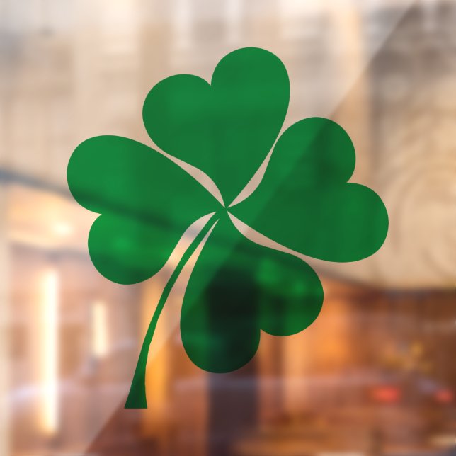 Cute Green Lucky 4 leaves heart Clover shamrock Window Cling (Sheet 2)