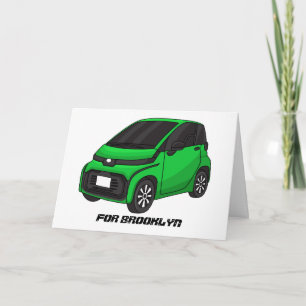 Cute green micro sized car  card