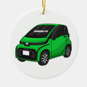 Cute green micro sized car ceramic tree decoration