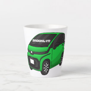 Cute green micro sized car latte mug