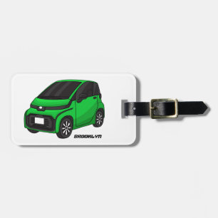 Cute green micro sized car luggage tag