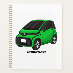 Cute green micro sized car planner