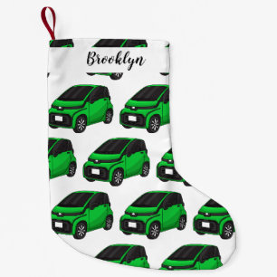 Cute green micro sized car small christmas stocking