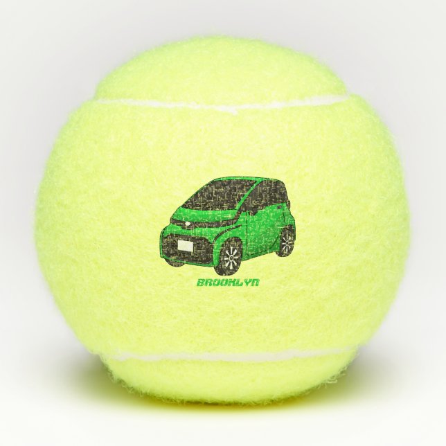Cute green micro sized car  tennis balls (Front)
