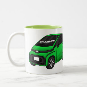 Cute green micro sized car Two-Tone coffee mug