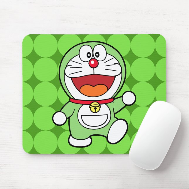 Cute Green Mini Doraemon Anime Mouse Mat (With Mouse)