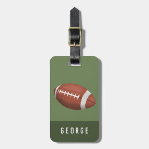Cute Green Modern Football Sports Kids Luggage Tag