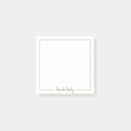 Cute Green Monogram Full Name Post-it Notes