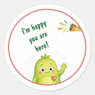 Cute Green Monster Birthday Stickers