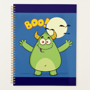 Cute Green Monster Halloween Boo Planner