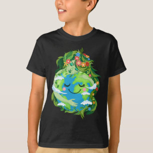 Cute Green Mother Gaia Save Our Planet Earth Day W T-Shirt