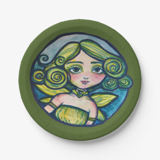 Cute Green Nature Pixie Paper Plate