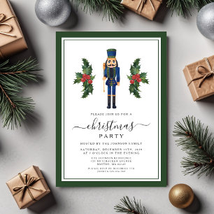 Cute Green Nutcracker Christmas Party Invitation