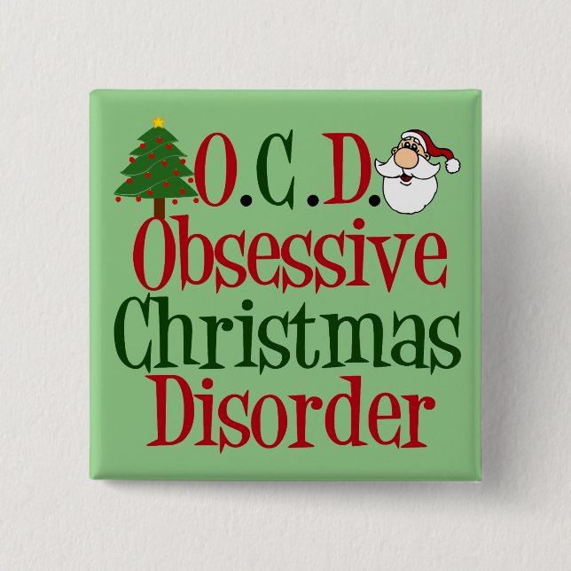 Cute Green Obsessive Christmas Disorder 15 Cm Square Badge (Front)
