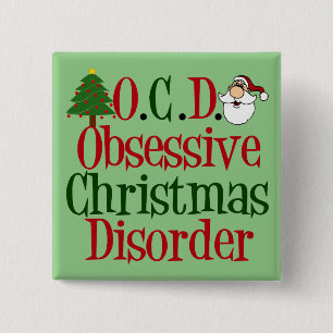 Cute Green Obsessive Christmas Disorder 15 Cm Square Badge