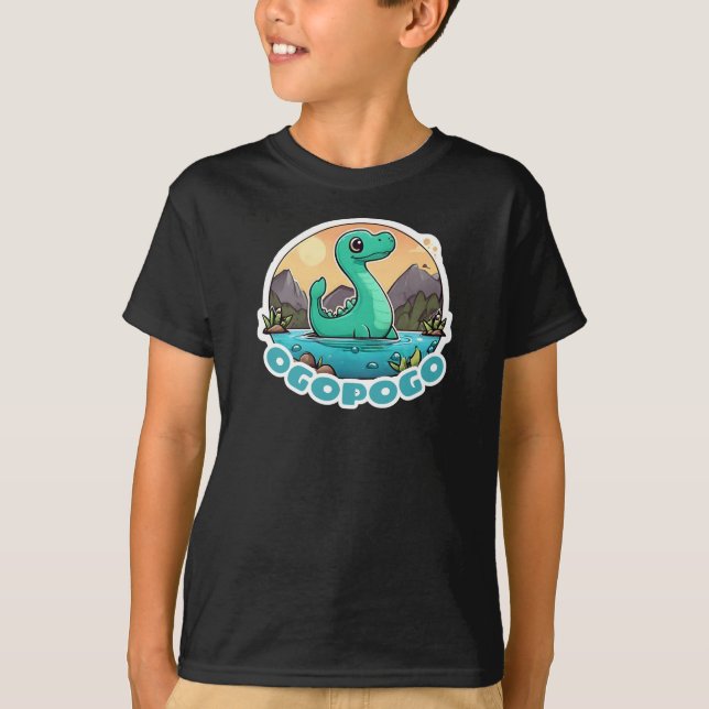 Cute Green Ogopogo the Okanagan Lake Monster T-Shirt (Front)