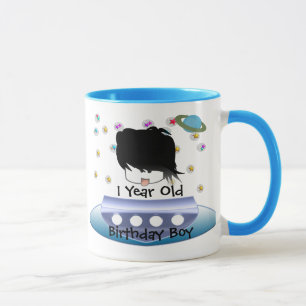 Cute Green Outer Space Aliens with Space Ship Mug