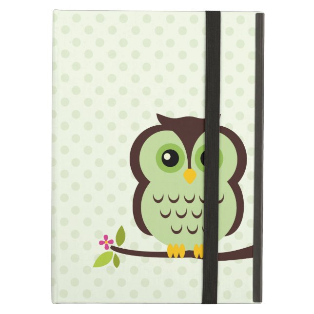 Cute Green Owl Case For iPad Air (Front Closed)