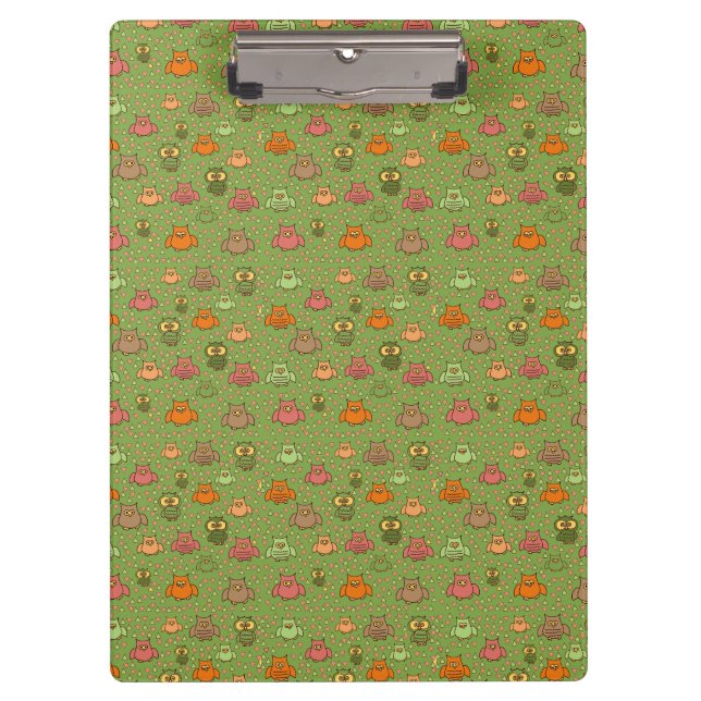 Cute Green Owl Clipboard (Front)