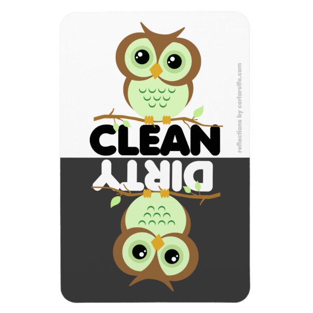 Cute Green Owl Dishwasher Magnet (Vertical)