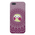 Cute Green Owl in Purple Starburst pattern