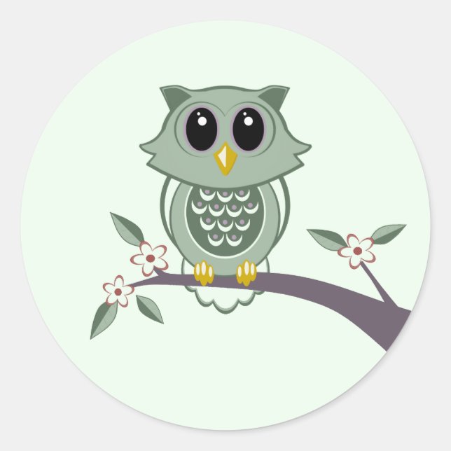 Cute Green Owl Stickers (Front)