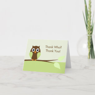 Cute Green Owl Thank You Cards