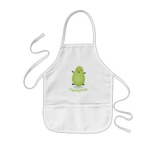 Cute green papaya paw paw cartoon illustration kids apron