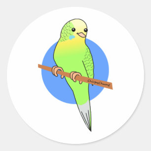 Cute Green Parakeet Classic Round Sticker