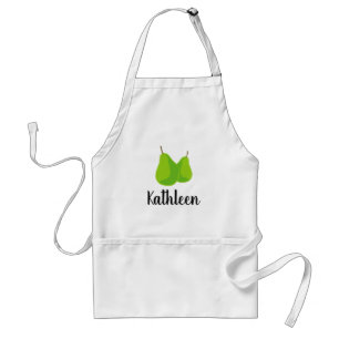 Cute green pear kitchen apron for women