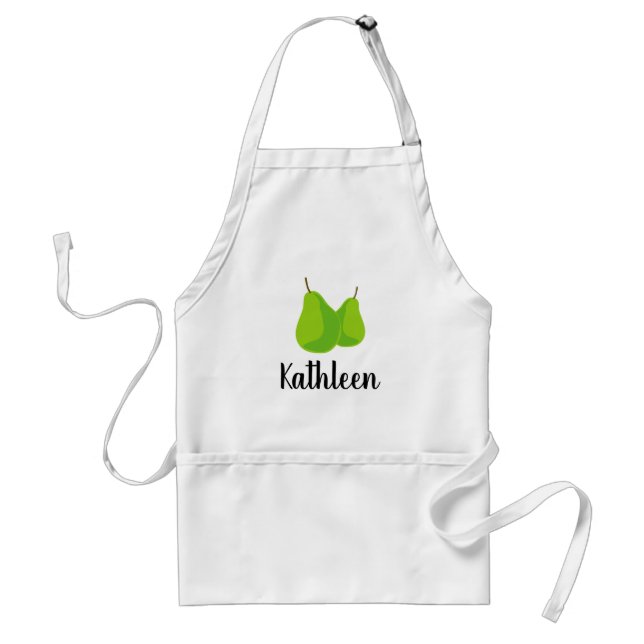 Cute green pear kitchen apron for women (Front)