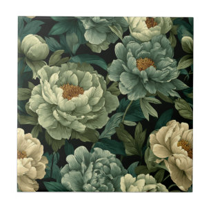 Cute Green Peonies Tiles  For Durable Flooring