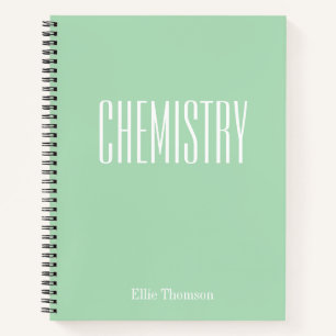 Cute Green Personalised School Subject Chemistry Notebook