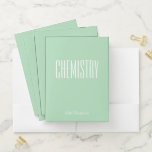 Cute Green Personalised School Subject Chemistry Pocket Folder<br><div class="desc">A cute,  trendy custom set of pocket folders to take to chemistry class or for homework with a simple,  minimalist cover in pretty mint green and space for the school subject and your name to be personalised.</div>