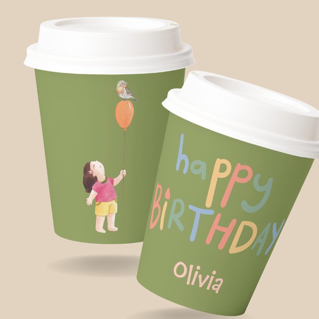 Cute Green Picnic Birthday Kids  Paper Cups (Creator Uploaded)