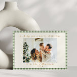 Cute Green Plaid Custom Two Photo Christmas Holiday Card<br><div class="desc">Cute Green Gingham Plaid Custom Two Photo Christmas Holiday Card</div>