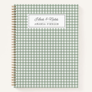 Cute Green Plaid Personalised Family Ideas Book