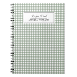 Cute Green Plaid  Personalised Family Recipe Book