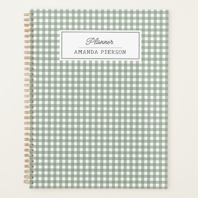 Cute Green Plaid  Personalised Ideas Book Planner (Front)