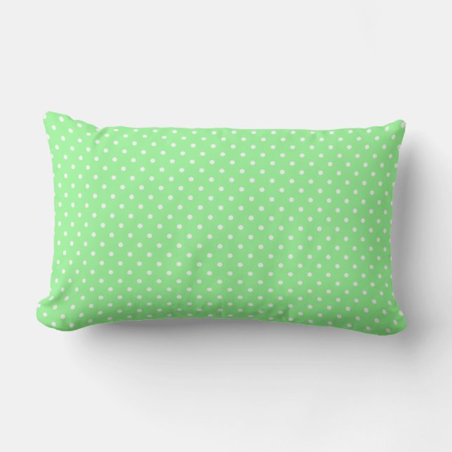 Cute Green Polka Dots Pattern Lumbar Cushion (Front)